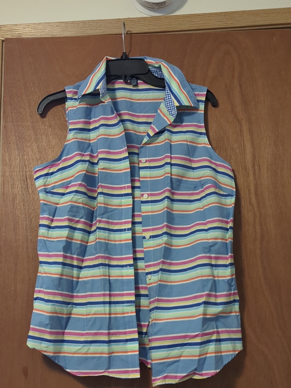 Chaps Multicolor Striped Sleeveless Button-Up